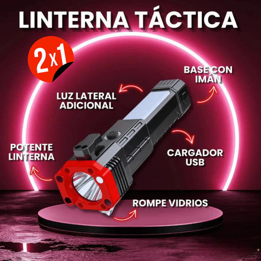 2 LINTERNAS TÁCTICAS 4 EN 1 DE EMERGENCIA USB RECARGABLE